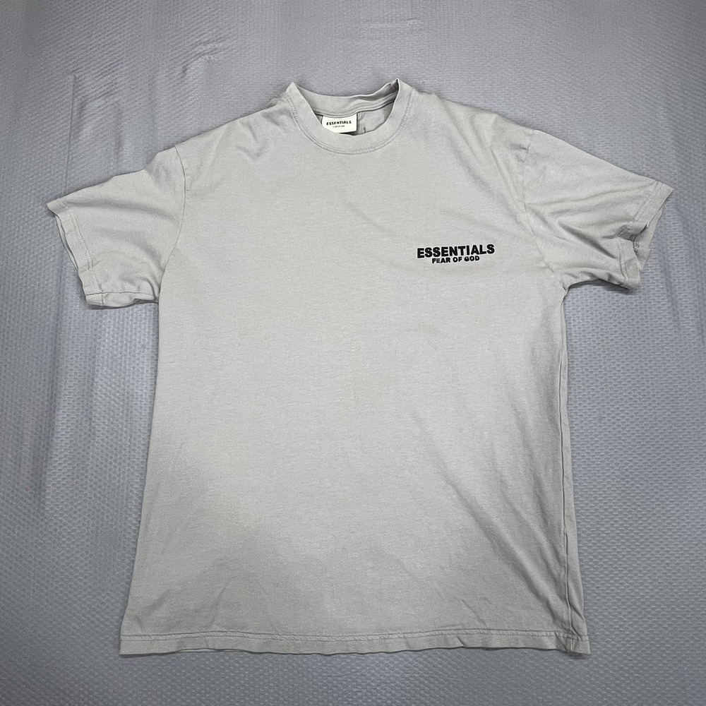 Fear of God Essentials Mens XXL Short Sleeve Graphic TShirt Gray Concrete Cotton